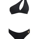 Eyre Black One Shoulder Mid Coverage Textured Bikini Set | Moeva | Bikini Set | Each week unveils new pieces—luxury swimwear, fluid resort silhouettes, and elevated summer-to-evening essentials designed to carry you from coastal escapes to city nights.