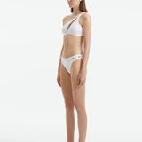 Eyre White One Shoulder Mid Coverage Textured Bikini Set | Moeva | Bikini Set | Each week unveils new pieces—luxury swimwear, fluid resort silhouettes, and elevated summer-to-evening essentials designed to carry you from coastal escapes to city nights.
