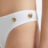 Eyre White One Shoulder Mid Coverage Textured Bikini Set | Moeva | Bikini Set | Each week unveils new pieces—luxury swimwear, fluid resort silhouettes, and elevated summer-to-evening essentials designed to carry you from coastal escapes to city nights.