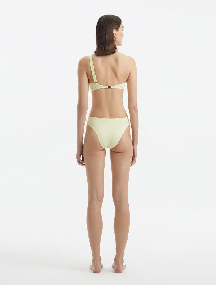Eyre Yellow Mid Coverage Textured Bikini Bottom | Moeva | Bikini Bottom | Each week unveils new pieces—luxury swimwear, fluid resort silhouettes, and elevated summer-to-evening essentials designed to carry you from coastal escapes to city nights.