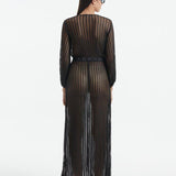 Fernanda Black Knitted Mesh Long-Sleeve Maxi Dress | Moeva | Dress | Each week unveils new pieces—luxury swimwear, fluid resort silhouettes, and elevated summer-to-evening essentials designed to carry you from coastal escapes to city nights.