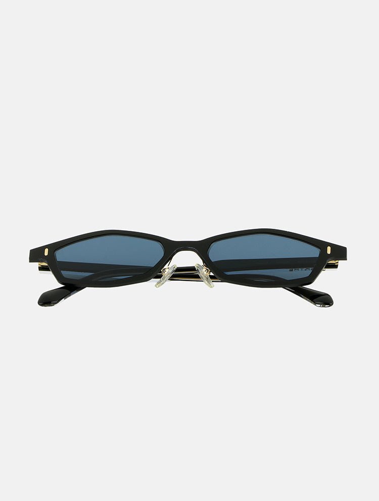Front View: Giusi Black Sunglasses - MOEVA Luxury Swimwear, Geometric Shape, Acetate Frame, MOEVA Luxury Swimwear 