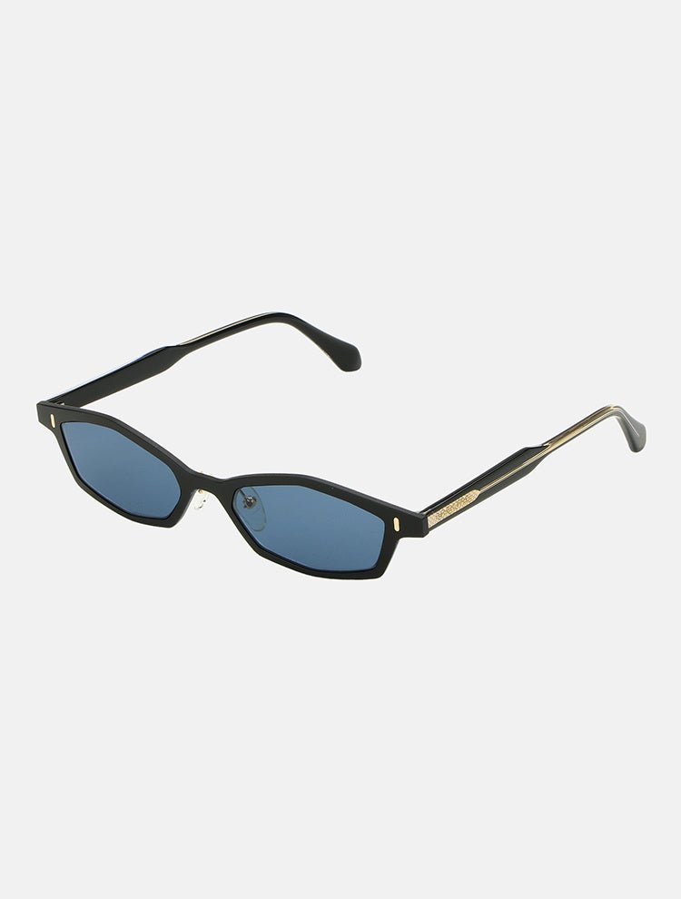 Front View: Giusi Black Sunglasses - 100% UV protection, Made in Italy, Stainless Steel, Nylon Lenses, MOEVA Luxury Swimwear