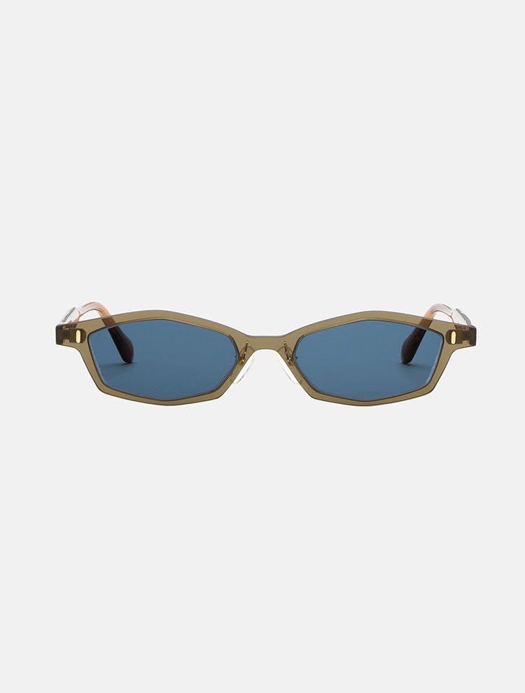 Front View: Giusi Blue Sunglasses - MOEVA Luxury Swimwear, Geometric Shape, Acetate Frame, Molded Nose Pads, Tinted Lenses, MOEVA Luxury Swimwear 