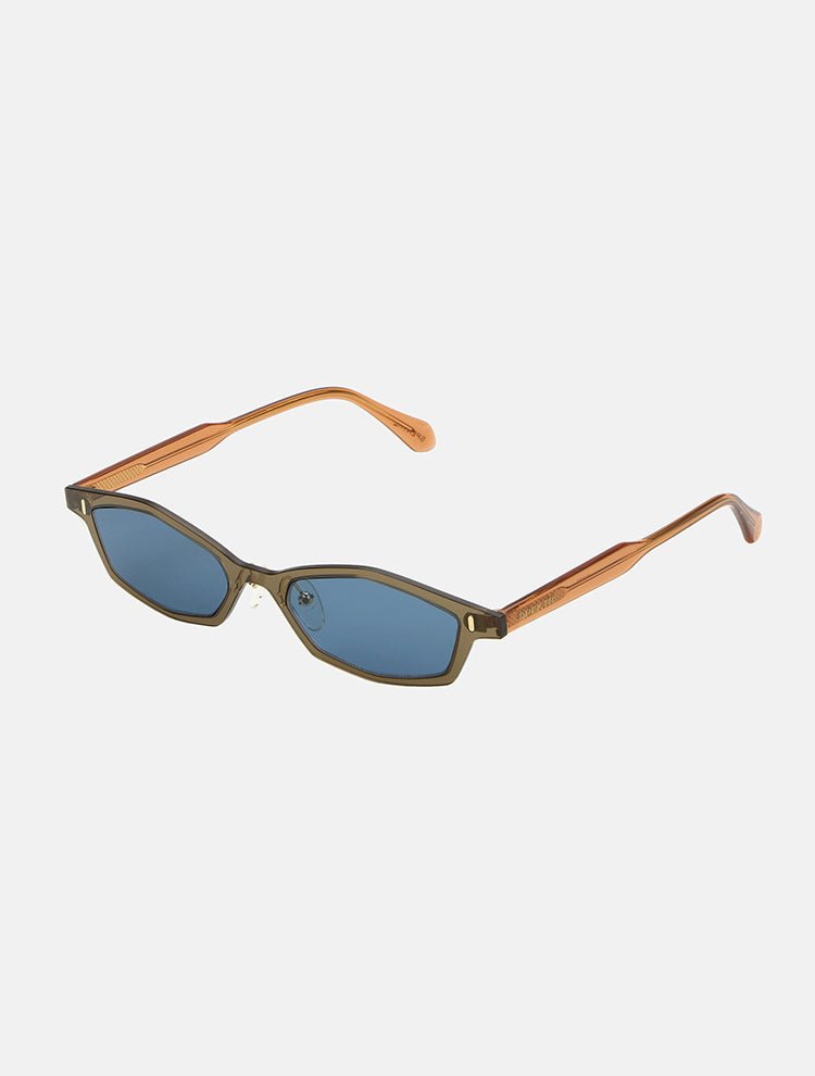 Front View: Giusi Blue Sunglasses - 100% UV protection, Made in Italy, Stainless Steel, Nylon Lenses, MOEVA Luxury Swimwear