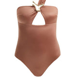 Halin Brown One Shoulder Satin Swimsuit | Moeva | Swimsuit | Each week unveils new pieces—luxury swimwear, fluid resort silhouettes, and elevated summer-to-evening essentials designed to carry you from coastal escapes to city nights.