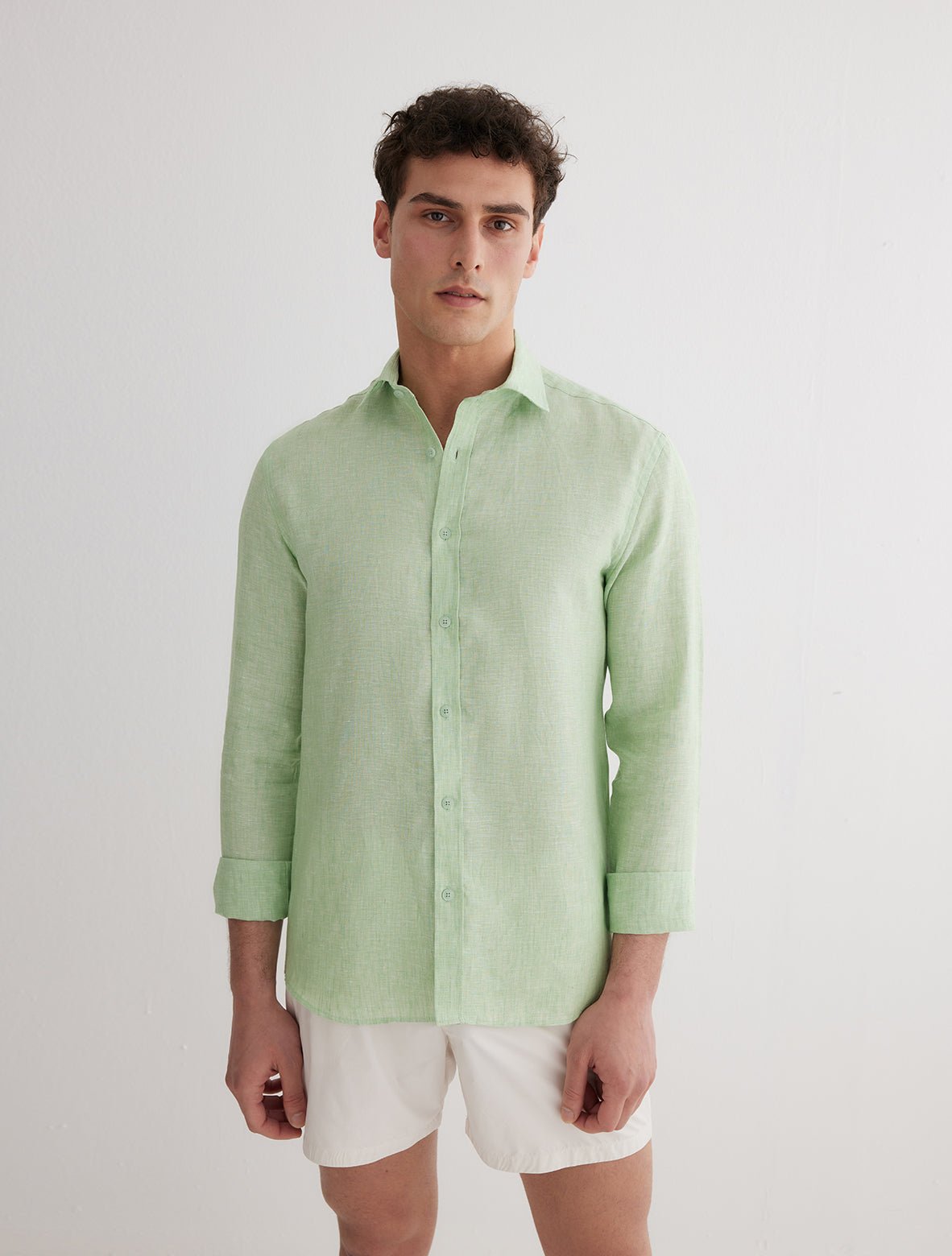 Light green best sale linen shirt