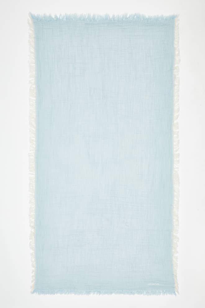 Ibiza Blue/Ecru Towel | Moeva | Towel | Each week unveils new pieces—luxury swimwear, fluid resort silhouettes, and elevated summer-to-evening essentials designed to carry you from coastal escapes to city nights.