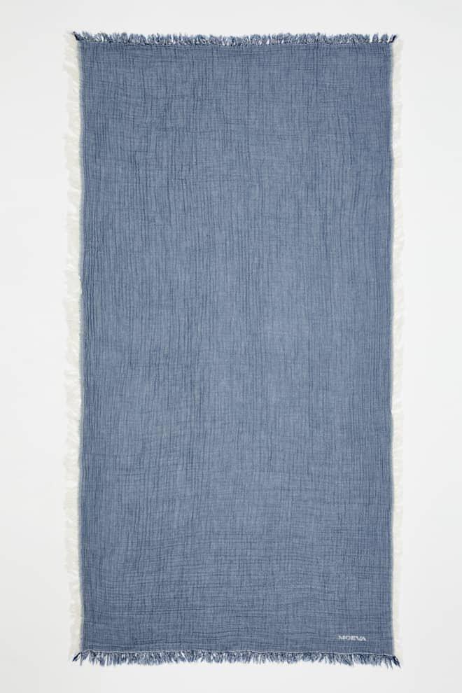 Ibiza Dark Blue/Ecru Towel | Moeva | Women Beach Towels | Each week unveils new pieces—luxury swimwear, fluid resort silhouettes, and elevated summer-to-evening essentials designed to carry you from coastal escapes to city nights.