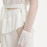 Itzel White Knitted Mesh Long-Sleeve Kaftan | Moeva | Kaftan | Each week unveils new pieces—luxury swimwear, fluid resort silhouettes, and elevated summer-to-evening essentials designed to carry you from coastal escapes to city nights.