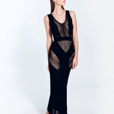 Izzy Black Sleeveless Knitted Maxi Dress | Moeva | Beachwear Dresses | Each week unveils new pieces—luxury swimwear, fluid resort silhouettes, and elevated summer-to-evening essentials designed to carry you from coastal escapes to city nights.