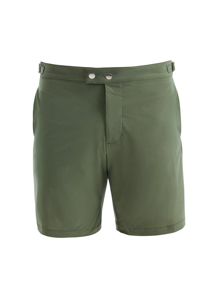 Jack Army Green Bulldog Swim Shorts | Moeva | Men Swim Stretch Shorts | Each week unveils new pieces—luxury swimwear, fluid resort silhouettes, and elevated summer-to-evening essentials designed to carry you from coastal escapes to city nights.