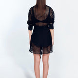 Jesabel Black Eyelet Shirt Dress with Tie-Front Detail | Moeva | Beachwear Dresses | Each week unveils new pieces—luxury swimwear, fluid resort silhouettes, and elevated summer-to-evening essentials designed to carry you from coastal escapes to city nights.
