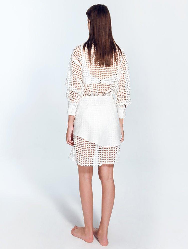 Jesabel White Eyelet Shirt Dress with Tie-Front Detail | Moeva | Dress | Each week unveils new pieces—luxury swimwear, fluid resort silhouettes, and elevated summer-to-evening essentials designed to carry you from coastal escapes to city nights.