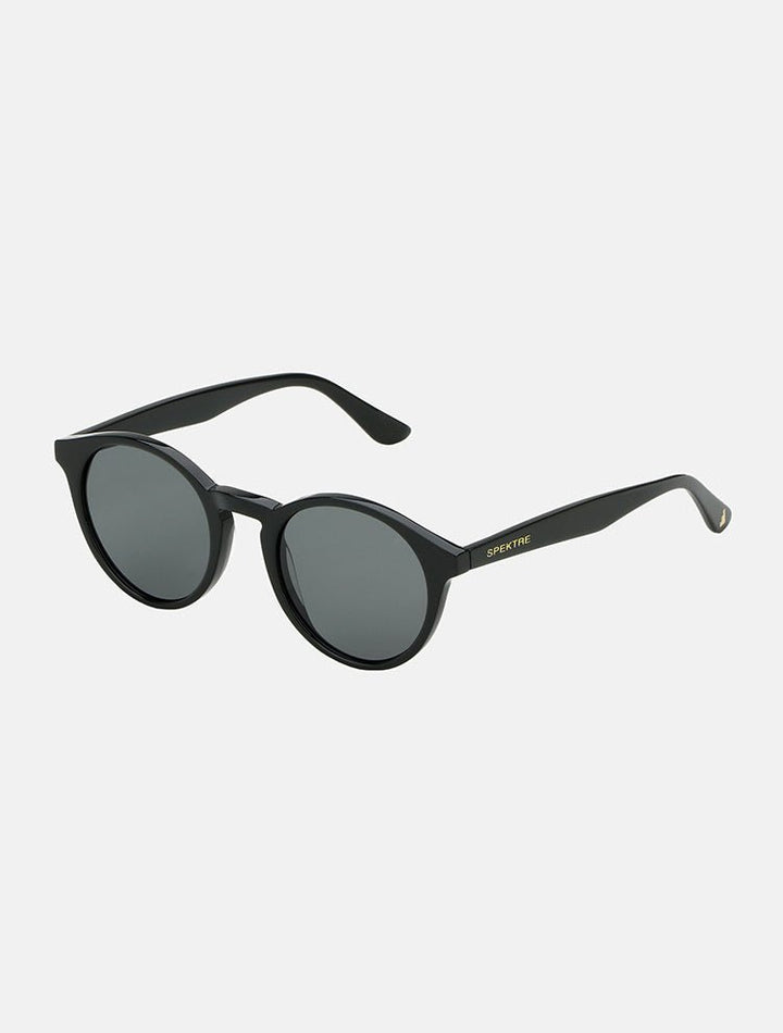 Front View: Jinx Black Sunglasses - MOEVA Luxury Swimwear, Ultralight Round Shaped, Tortoiseshell Acetate, Tinted Lenses, 100% UV protection, Made in Italy, Stainless Steel, Acetate, MOEVA Luxury Swimwear 
