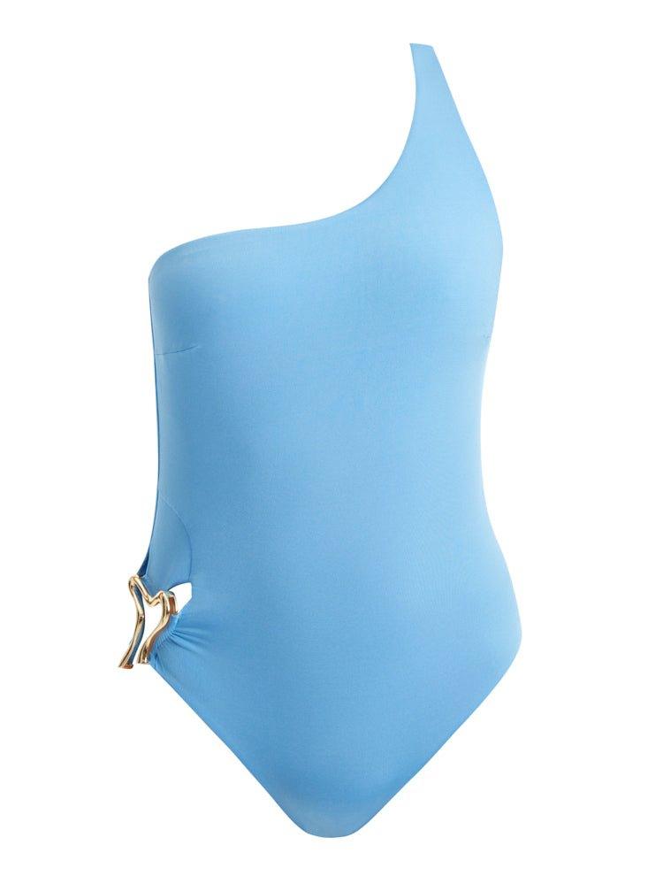 Kaimana Baby Blue One Shoulder Satin Swimsuit | Moeva | Swimsuit | Each week unveils new pieces—luxury swimwear, fluid resort silhouettes, and elevated summer-to-evening essentials designed to carry you from coastal escapes to city nights.