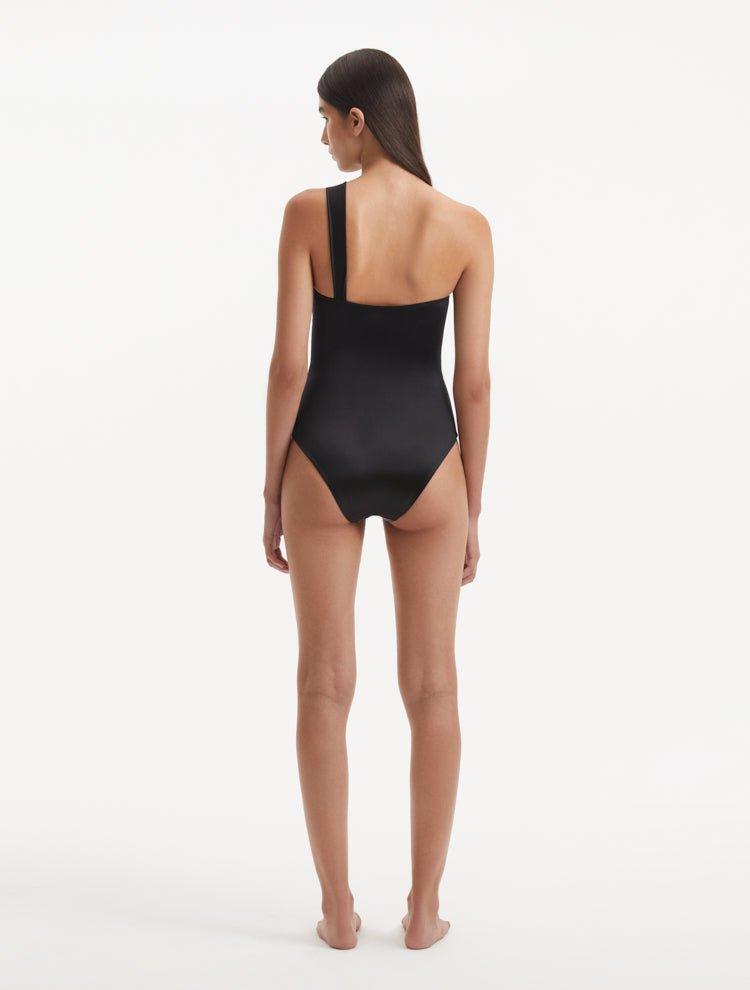 Kaimana Black One Shoulder Satin Swimsuit | Moeva | Swimsuit | Each week unveils new pieces—luxury swimwear, fluid resort silhouettes, and elevated summer-to-evening essentials designed to carry you from coastal escapes to city nights.