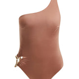 Kaimana Brown One Shoulder Satin Swimsuit | Moeva | Swimsuit | Each week unveils new pieces—luxury swimwear, fluid resort silhouettes, and elevated summer-to-evening essentials designed to carry you from coastal escapes to city nights.