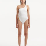Kaimana White One Shoulder Satin Swimsuit | Moeva | Swimsuit | Each week unveils new pieces—luxury swimwear, fluid resort silhouettes, and elevated summer-to-evening essentials designed to carry you from coastal escapes to city nights.