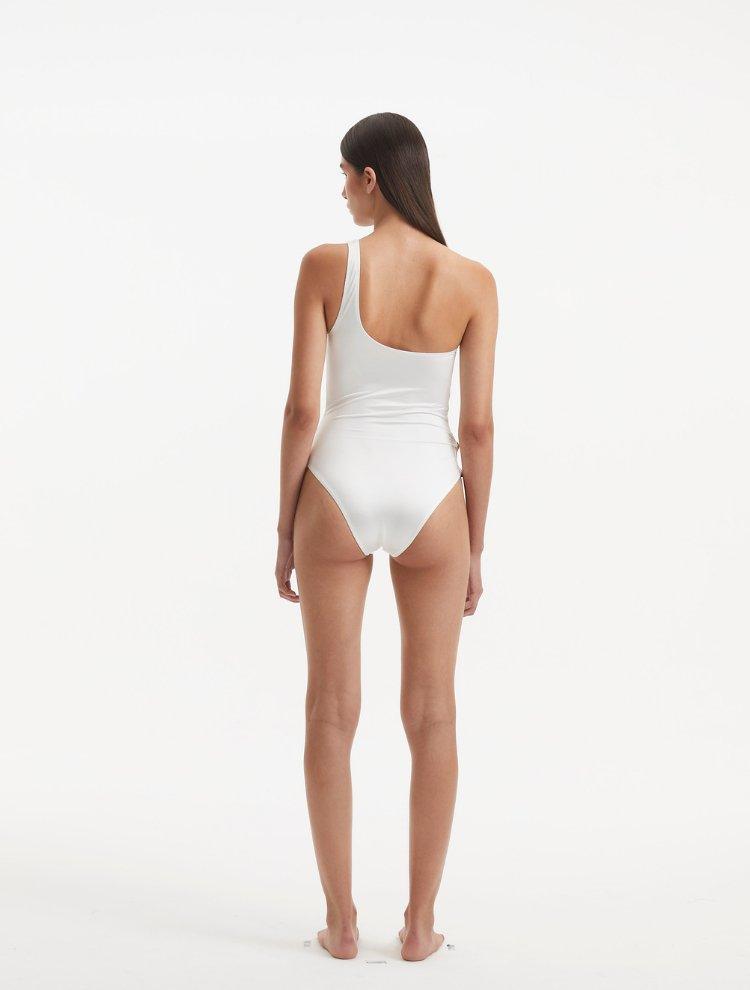 Kaimana White One Shoulder Satin Swimsuit | Moeva | Swimsuit | Each week unveils new pieces—luxury swimwear, fluid resort silhouettes, and elevated summer-to-evening essentials designed to carry you from coastal escapes to city nights.