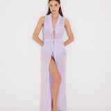 Kariba Sleeveless Belted Knitted Mesh Lilac Kaftan | Moeva | Kaftans | Each week unveils new pieces—luxury swimwear, fluid resort silhouettes, and elevated summer-to-evening essentials designed to carry you from coastal escapes to city nights.