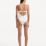 Kenna White Bandeau Satin Swimsuit | Moeva | Swimsuit | Each week unveils new pieces—luxury swimwear, fluid resort silhouettes, and elevated summer-to-evening essentials designed to carry you from coastal escapes to city nights.