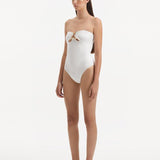 Marta Lozano - Kenna White Bandeau Satin Swimsuit | Moeva | Swimsuit | Each week unveils new pieces—luxury swimwear, fluid resort silhouettes, and elevated summer-to-evening essentials designed to carry you from coastal escapes to city nights.