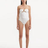 Marta Lozano - Kenna White Bandeau Satin Swimsuit | Moeva | Swimsuit | Each week unveils new pieces—luxury swimwear, fluid resort silhouettes, and elevated summer-to-evening essentials designed to carry you from coastal escapes to city nights.