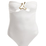 Kenna White Bandeau Satin Swimsuit | Moeva | Swimsuit | Each week unveils new pieces—luxury swimwear, fluid resort silhouettes, and elevated summer-to-evening essentials designed to carry you from coastal escapes to city nights.