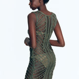 Maggie Army Green Dress | Moeva | Beachwear Dresses | Each week unveils new pieces—luxury swimwear, fluid resort silhouettes, and elevated summer-to-evening essentials designed to carry you from coastal escapes to city nights.