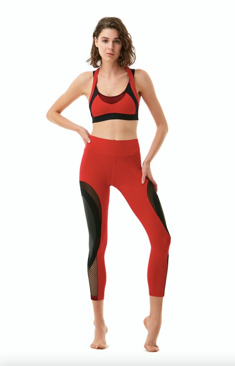 Mila Red/Black Leggings -Activewear Moeva
