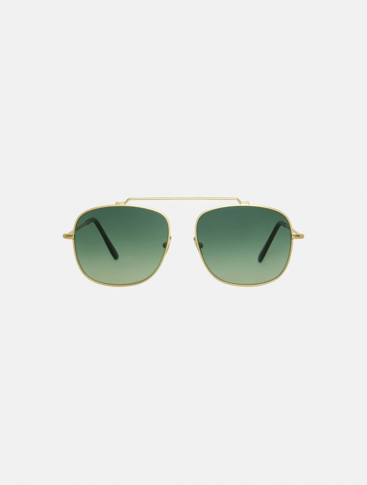 Front View of Montana Green Sunglasses - Measurements: Eye 56 mm – Bridge 17 mm – Temple 140 mm, Stainless Steel, Nikel	Square Sunglasses, MOEVA Luxury Swimwear   