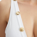 Naida White V Neck Textured Swimsuit | Moeva | Swimsuit | Each week unveils new pieces—luxury swimwear, fluid resort silhouettes, and elevated summer-to-evening essentials designed to carry you from coastal escapes to city nights.