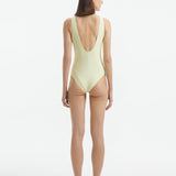 Carina Zavline - Naida Yellow V Neck Textured Swimsuit | Moeva | Swimsuit | Each week unveils new pieces—luxury swimwear, fluid resort silhouettes, and elevated summer-to-evening essentials designed to carry you from coastal escapes to city nights.