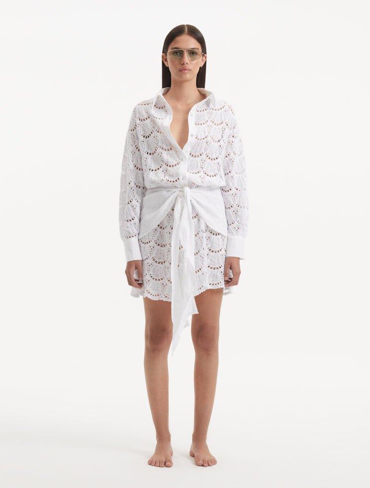 Rüya Büyüktetik - Nayeli White Tie-Front Cotton Shirt Dress | Moeva | Dress | Each week unveils new pieces—luxury swimwear, fluid resort silhouettes, and elevated summer-to-evening essentials designed to carry you from coastal escapes to city nights.