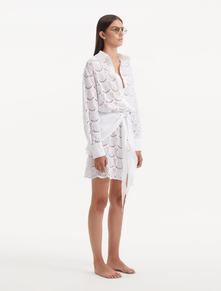Rüya Büyüktetik - Nayeli White Tie-Front Cotton Shirt Dress | Moeva | Dress | Each week unveils new pieces—luxury swimwear, fluid resort silhouettes, and elevated summer-to-evening essentials designed to carry you from coastal escapes to city nights.