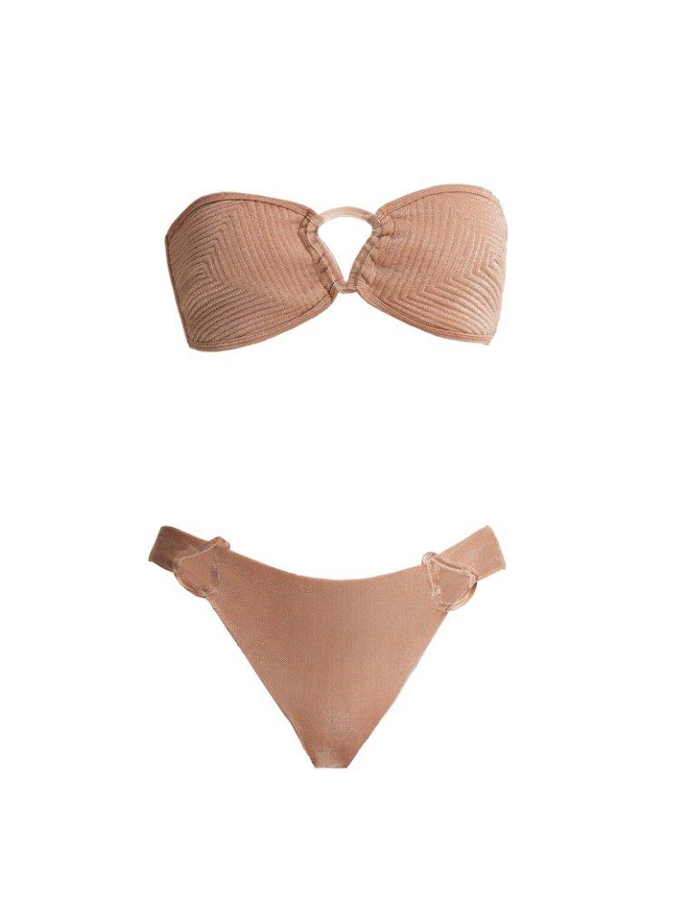 Nixie Bronze Bandeau Mid Coverage Bikini Set | Moeva | Bikini Sets | Each week unveils new pieces—luxury swimwear, fluid resort silhouettes, and elevated summer-to-evening essentials designed to carry you from coastal escapes to city nights.