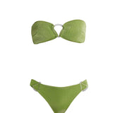 Nixie Green Bandeau Mid Coverage Bikini Set | Moeva | Bikini Sets | Each week unveils new pieces—luxury swimwear, fluid resort silhouettes, and elevated summer-to-evening essentials designed to carry you from coastal escapes to city nights.