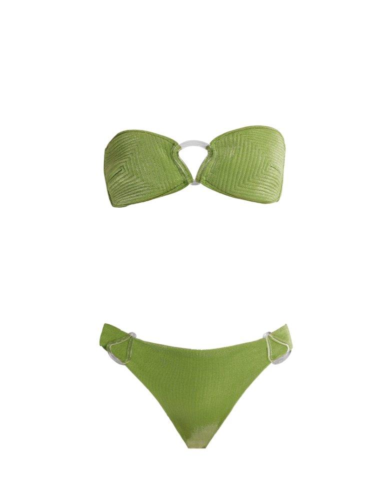 Nixie Green Bandeau Mid Coverage Bikini Set | Moeva | Bikini Sets | Each week unveils new pieces—luxury swimwear, fluid resort silhouettes, and elevated summer-to-evening essentials designed to carry you from coastal escapes to city nights.