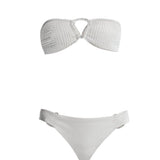 Nixie Silver Bandeau Mid Coverage Bikini Set | Moeva | Bikini Sets | Each week unveils new pieces—luxury swimwear, fluid resort silhouettes, and elevated summer-to-evening essentials designed to carry you from coastal escapes to city nights.