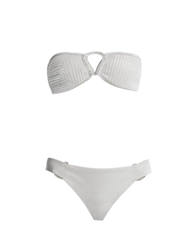Nixie Silver Bandeau Mid Coverage Bikini Set | Moeva | Bikini Sets | Each week unveils new pieces—luxury swimwear, fluid resort silhouettes, and elevated summer-to-evening essentials designed to carry you from coastal escapes to city nights.