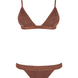 North Brown Triangle Mid Coverage Knitted Bikini Set | Moeva | Bikini Set | Each week unveils new pieces—luxury swimwear, fluid resort silhouettes, and elevated summer-to-evening essentials designed to carry you from coastal escapes to city nights.