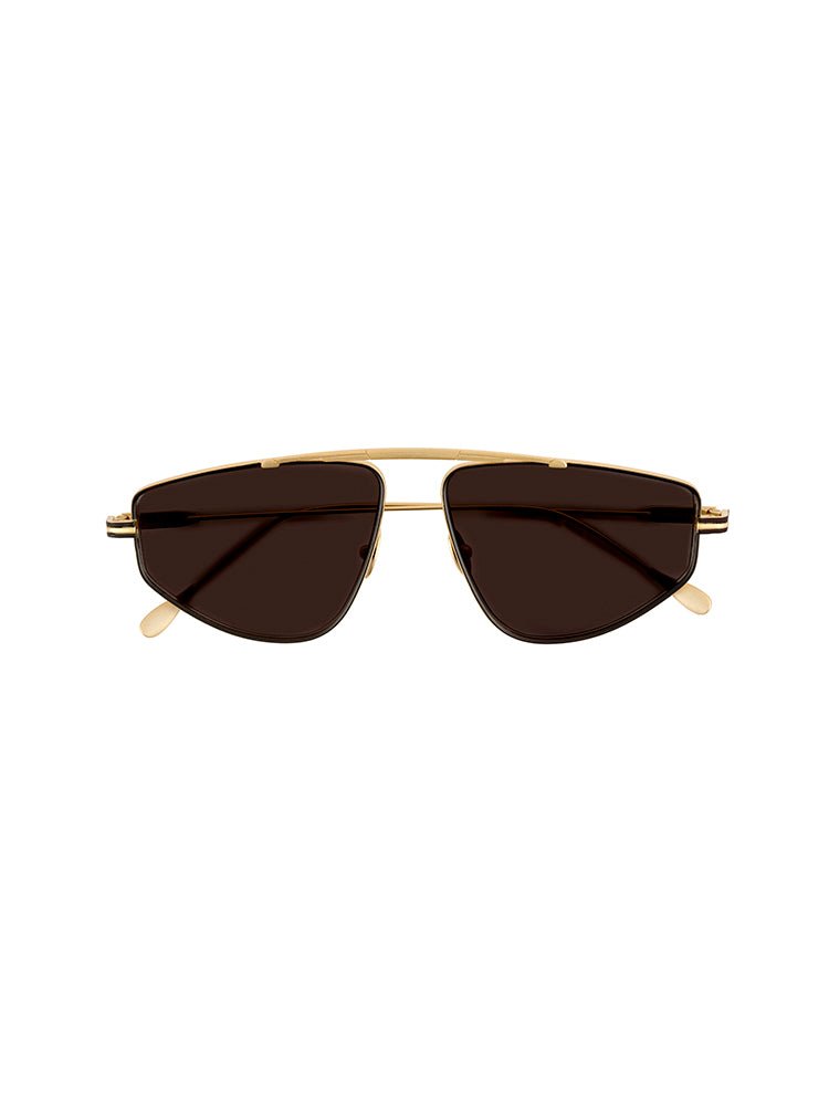 Front View of Sting Black Matt Gold Sunglasses - Brown Lens, Aviator Style Women's Sunglassess, Rose Gold Metal Frame, MOEVA Luxury Swimwear  