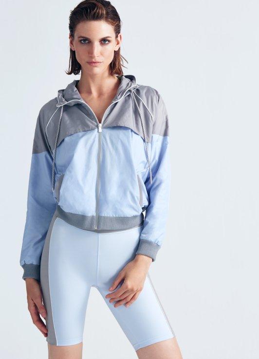 Parker Grey/Blue Jacket | Moeva | Activewear | Each week unveils new pieces—luxury swimwear, fluid resort silhouettes, and elevated summer-to-evening essentials designed to carry you from coastal escapes to city nights.