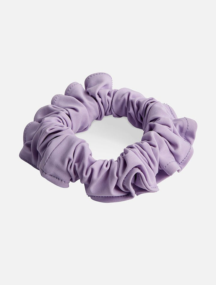 Front View: Peggy Lilac Scrunchie - Swimwear Fabric, Knot Details at Front, Soft & Smooth, Stretchy, 80% Polyamide 20% Elastane, MOEVA Luxury Swimwear 