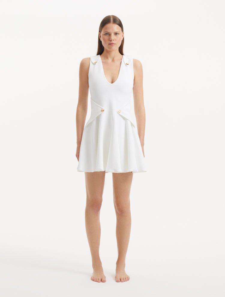 Mia Feliz - Rayan White Dress | Moeva | RTW Dresses | Each week unveils new pieces—luxury swimwear, fluid resort silhouettes, and elevated summer-to-evening essentials designed to carry you from coastal escapes to city nights.
