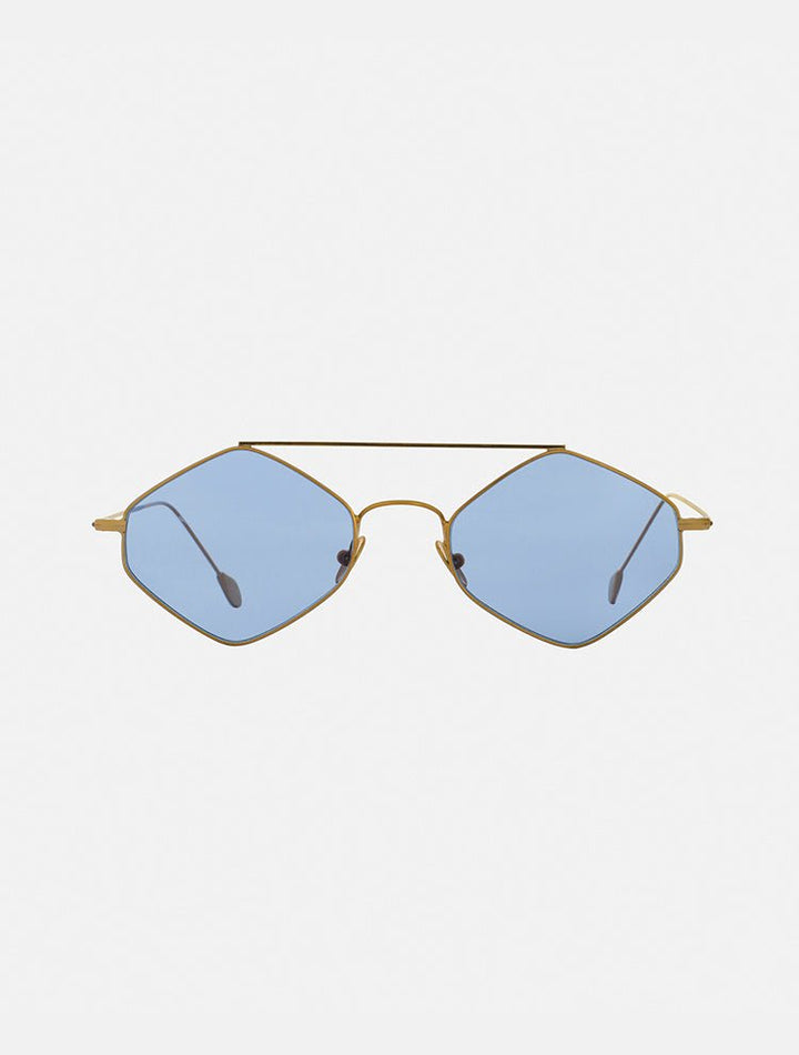 Front View of Rigaut Blue Sunglasses - MOEVA Luxury  Swimwear, Diagonal Frame, Double Bridge, Adjustable Nose Pads, Tinted Lenses, MOEVA Luxury  Swimwear     