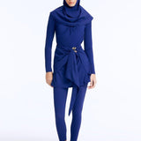 Risha Navy Blue Swim Hijab | Moeva | Women Hair Accessories | Each week unveils new pieces—luxury swimwear, fluid resort silhouettes, and elevated summer-to-evening essentials designed to carry you from coastal escapes to city nights.