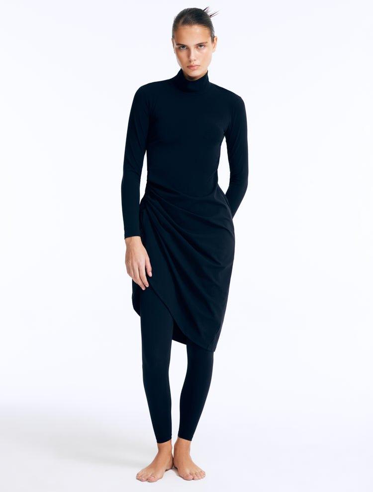Sahar Black Sculpted Drape Full-Coverage Swim Set | Moeva | Swimsuit | Each week unveils new pieces—luxury swimwear, fluid resort silhouettes, and elevated summer-to-evening essentials designed to carry you from coastal escapes to city nights.