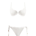 Salila White Underwired Side Tie Wave Textured Bikini Set | Moeva | Bikini Set | Each week unveils new pieces—luxury swimwear, fluid resort silhouettes, and elevated summer-to-evening essentials designed to carry you from coastal escapes to city nights.